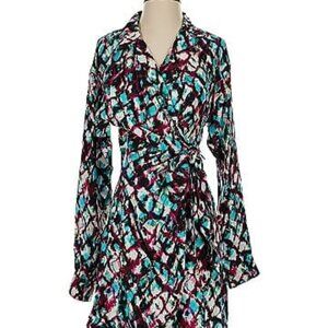 Saloni Mari Silk Watercolor Printed long-sleeve dress NWT